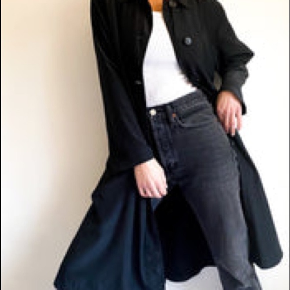 Hilary Radley long black chic jacket